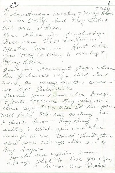 Letter from Sophia Gaston