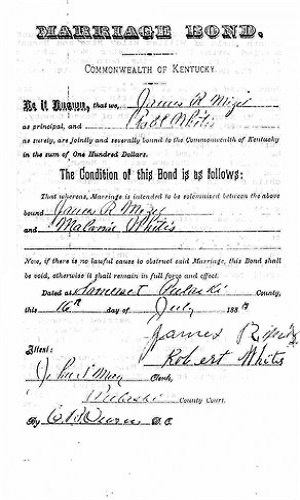 Malvina Catherine Whitis marriage certificate