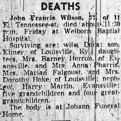 John Wilson Sr. Obit